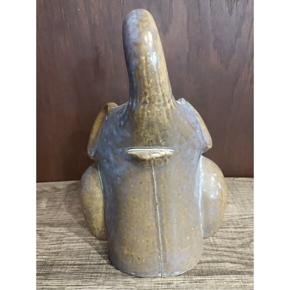CERAMIC GOOD LUCK CHUNKY GRAY Blue ELEPHANT 8.5" H 6" W 6" Deep Glazed Pottery - Picture 2 of 5